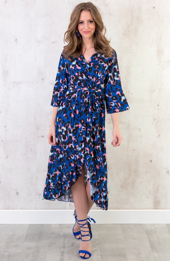 Midi Jurk Panterprint Kobalt – shoparchief, foto 2