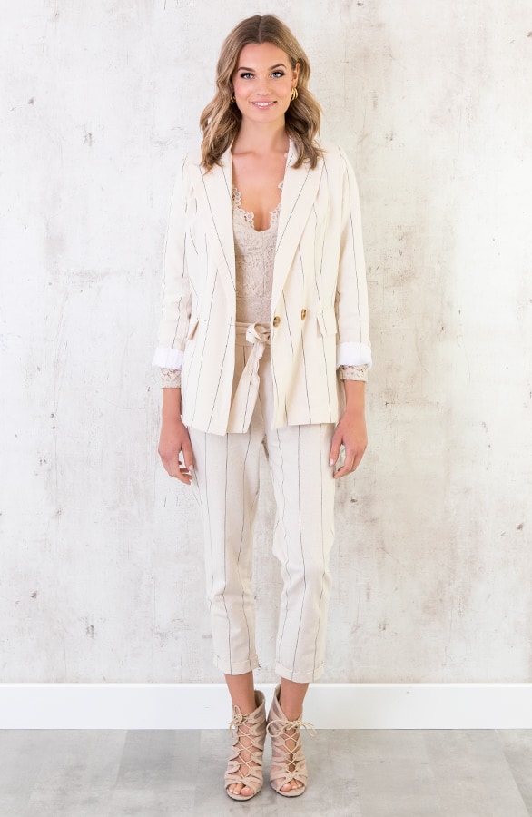 Linnen Broek Gestreept Creme – shoparchief, foto 6
