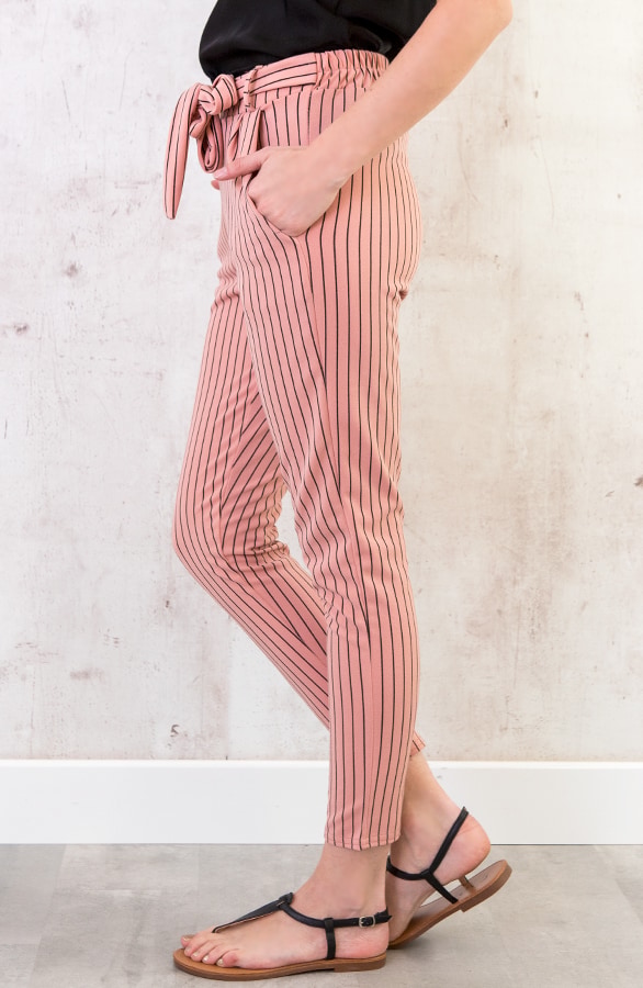Strik Broek Gestreept Oud Roze – shoparchief, foto 2