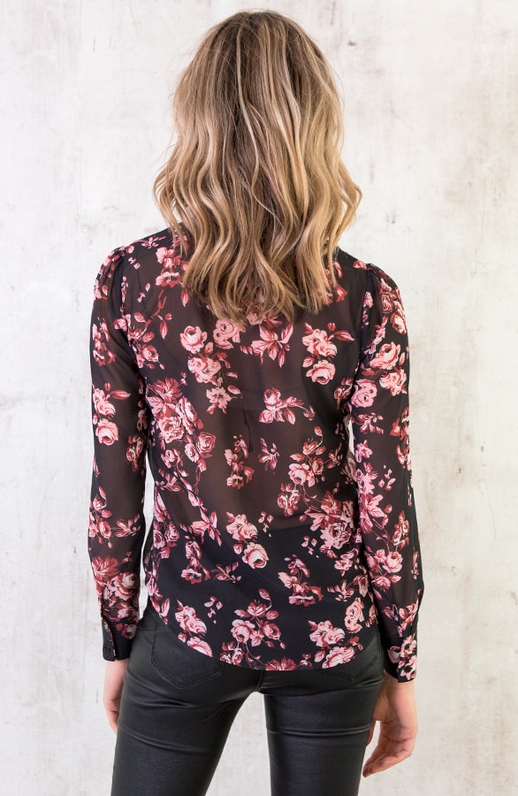 Blouse Bloemenprint Zwart – shoparchief, foto 6