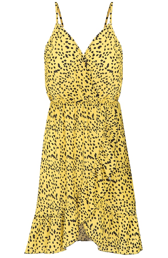 Cheetah Spaghetti Jurk Geel – shoparchief