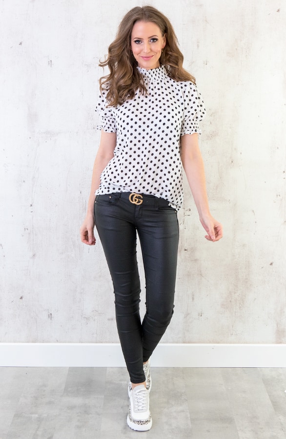 Stippen Col Top Wit – shoparchief, foto 3