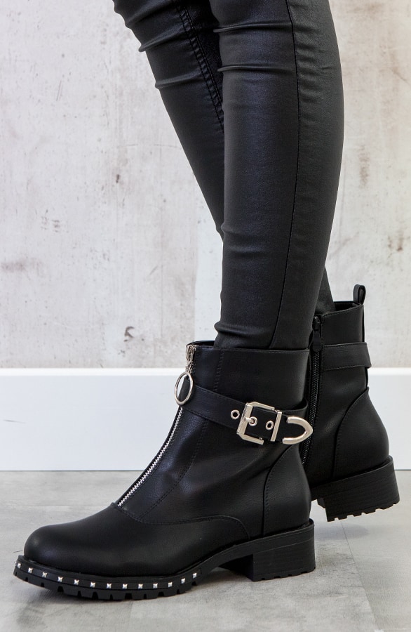 Biker Boots Zwart Rits – shoparchief, foto 3