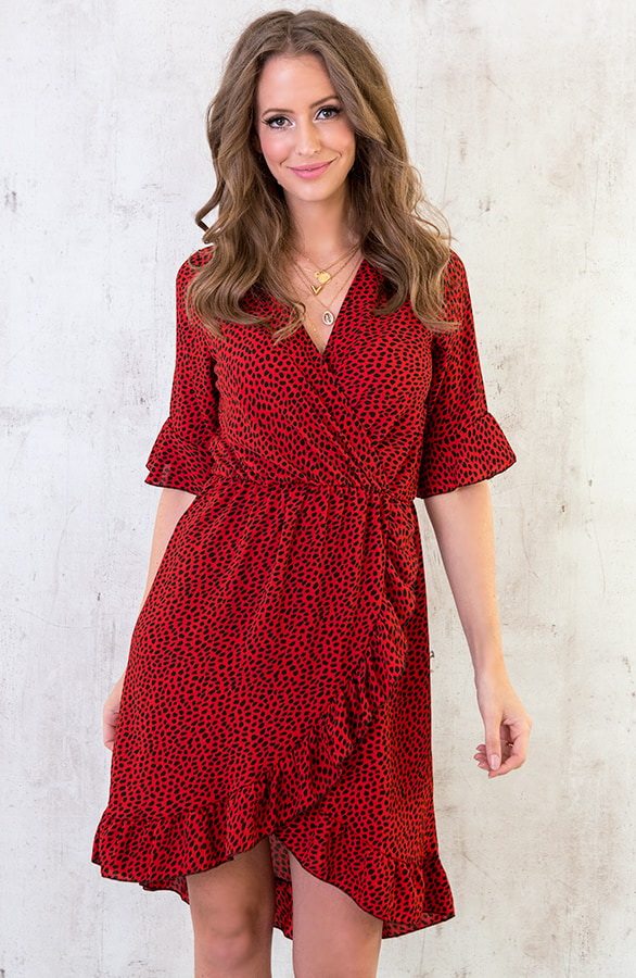 Jurk Cheetah Dames Rood – shoparchief, foto 2