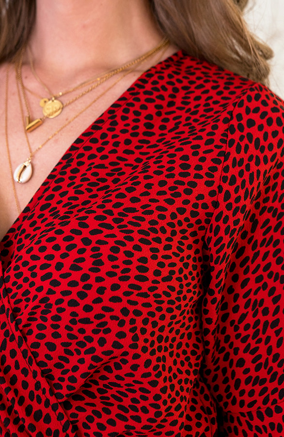 Jurk Cheetah Dames Rood – shoparchief, foto 4