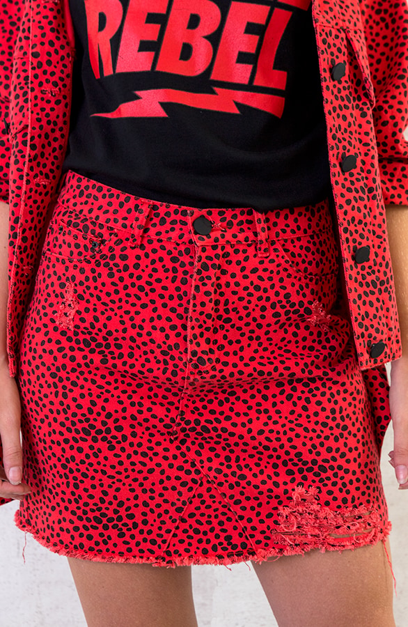Cheetah Spijkerrok Rood – shoparchief, foto 3
