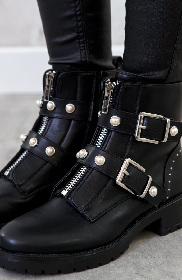 Biker Boots Parel Zwart – shoparchief, foto 3