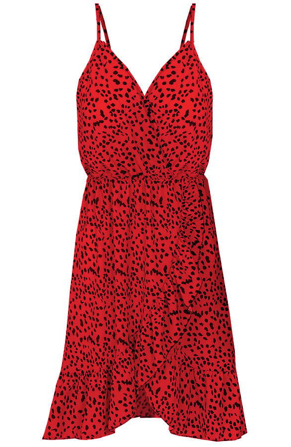 Cheetah Spaghetti Jurk Rood – shoparchief