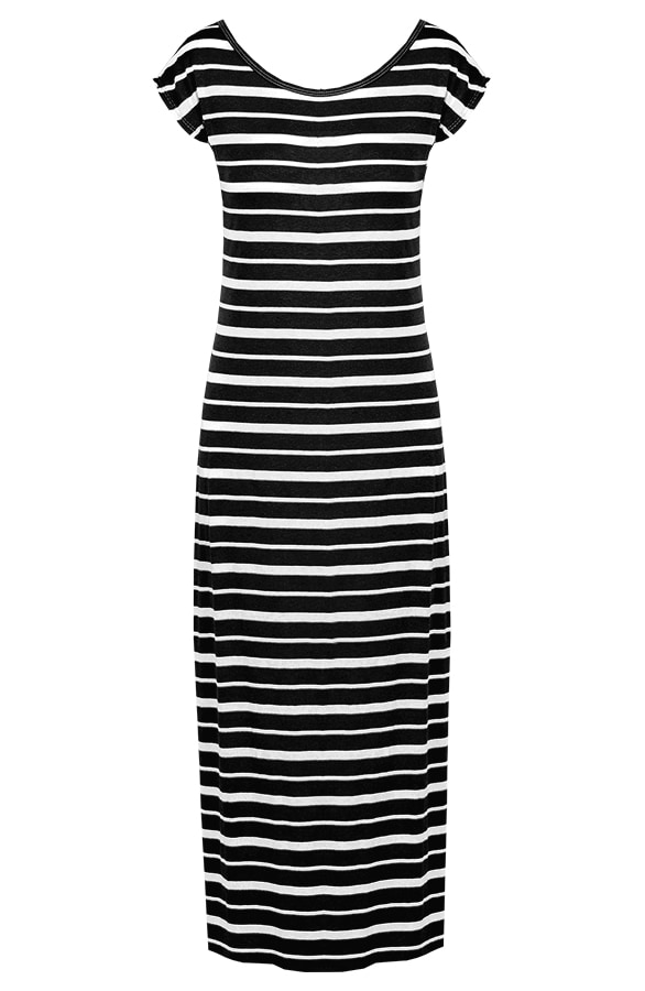 Strepen Jurk Midi Zwart – shoparchief