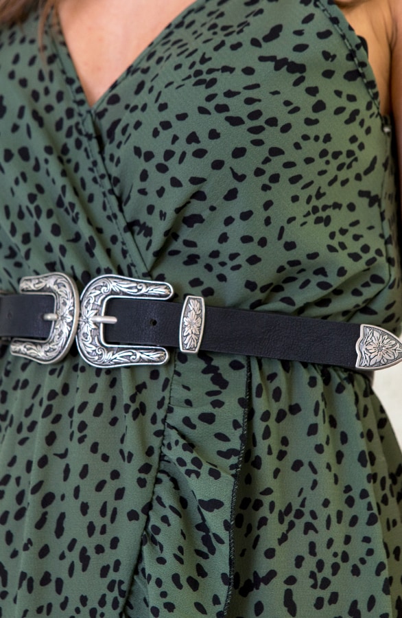 Cheetah Spaghetti Jurk Legergroen – shoparchief, foto 6
