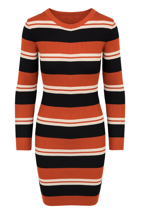Gestreepte Jurk Stretch Terracotta – shoparchief
