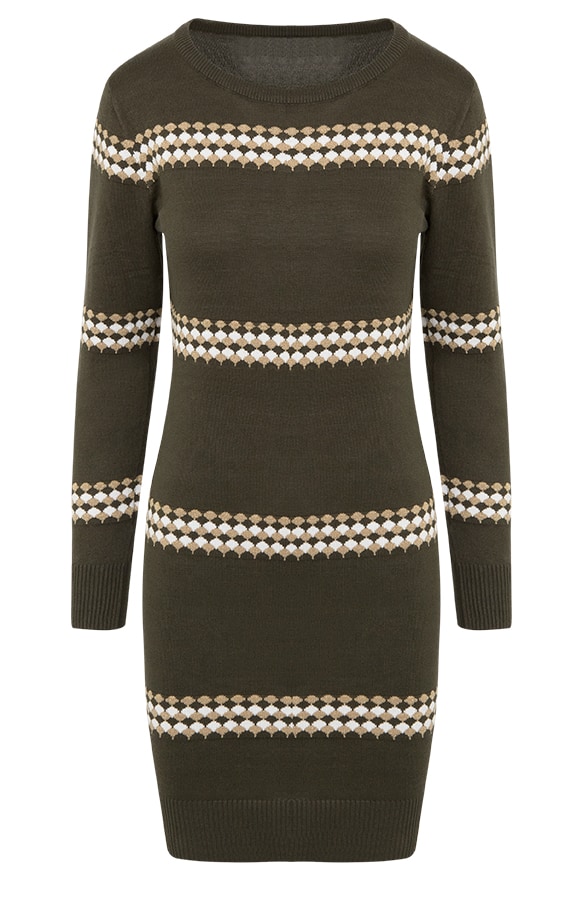 Gestreepte Print Tuniek Legergroen – shoparchief