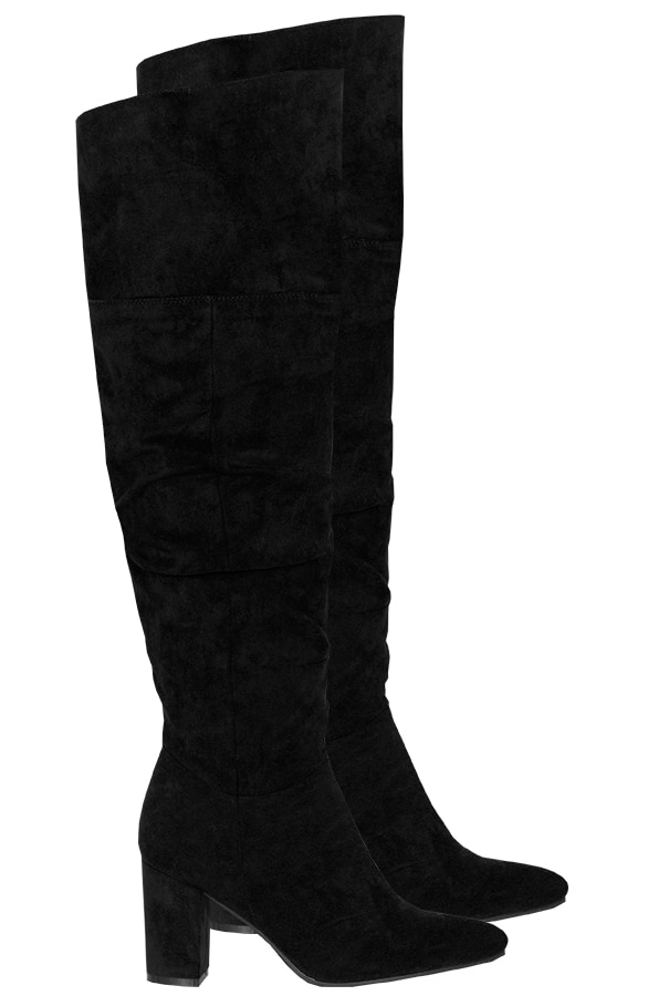 Overknee-Stiefel mit Absatz Schwarz, Shoparchiv