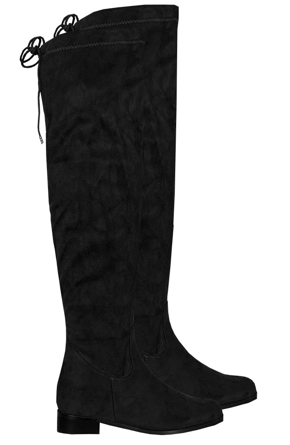Overknee Stiefel Suede Schwarz, Shoparchiv