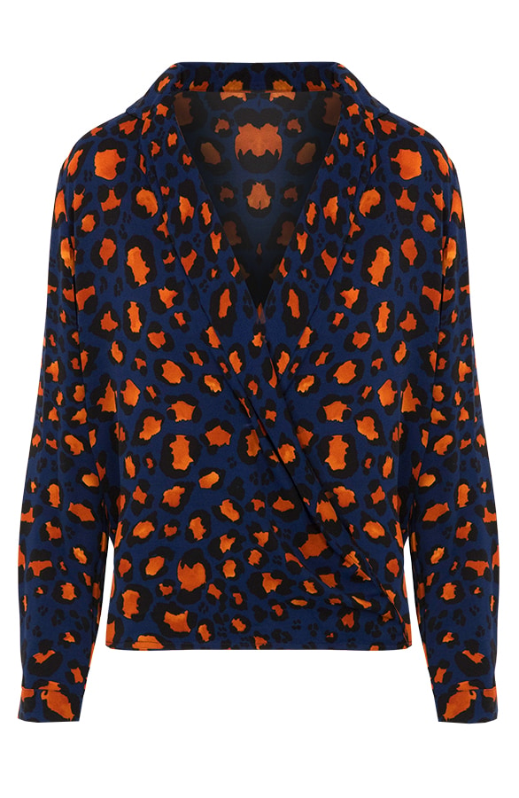 Panter Blouse Overslag Marine – shoparchief
