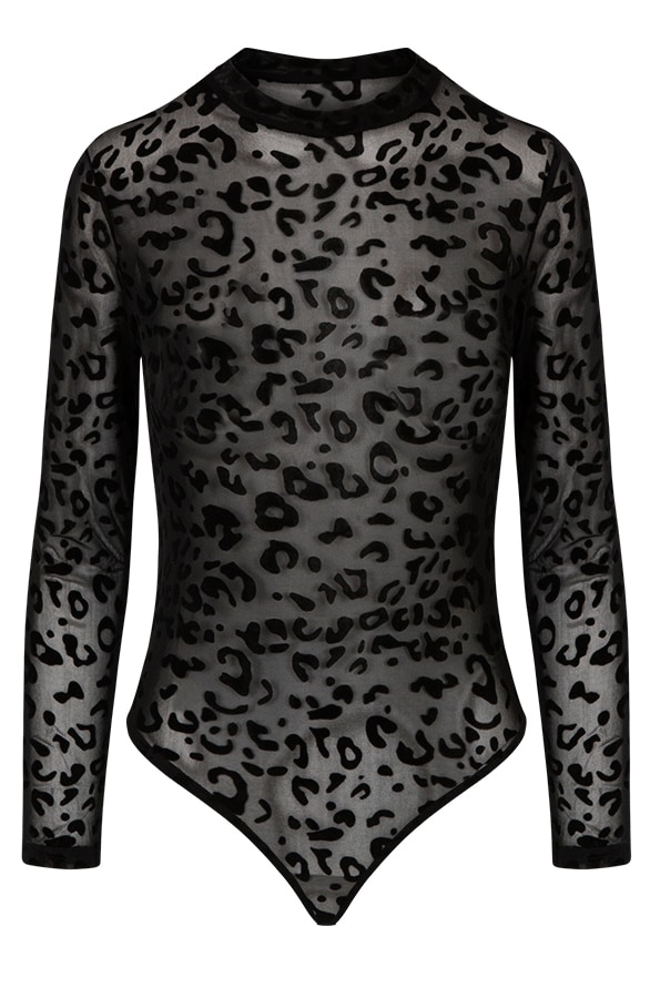 Panterprint Body Velours Zwart – shoparchief