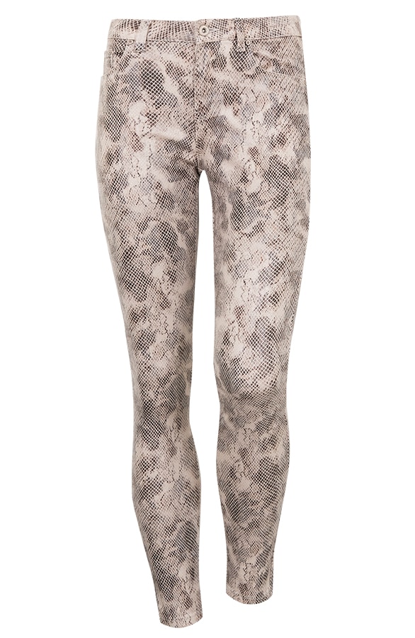 Slangenprint Coating Jeans Beige – shoparchief