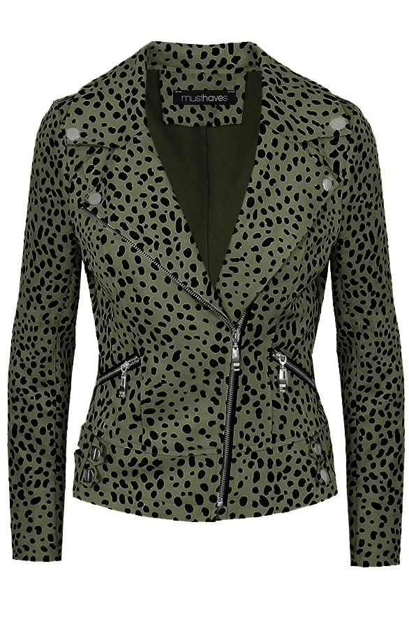 Suede Biker Jacket Cheetah Army – shoparchief