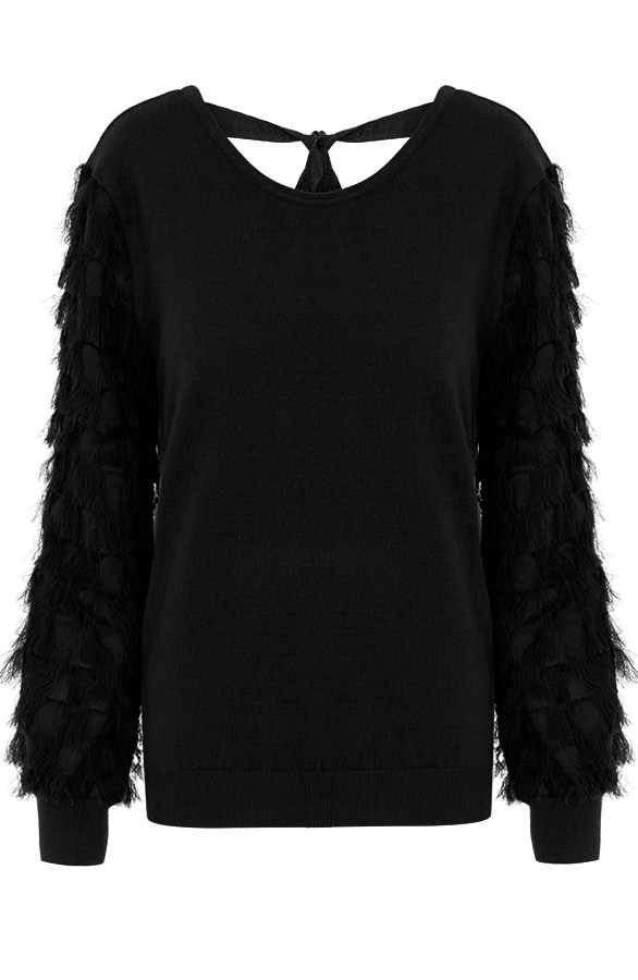Trui Met Fringe Zwart – shoparchief