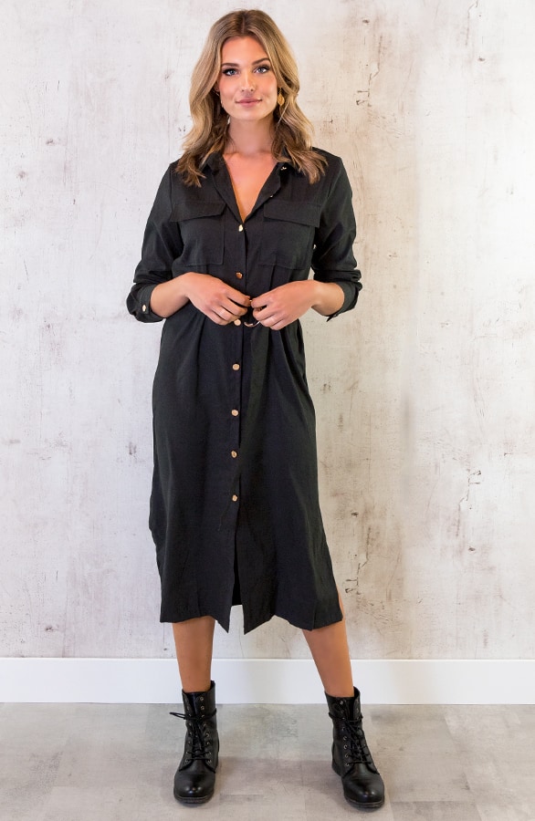 Lange Blouse Met Knopen Zwart – shoparchief, foto 5