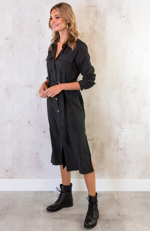 Lange Blouse Met Knopen Zwart – shoparchief, foto 3