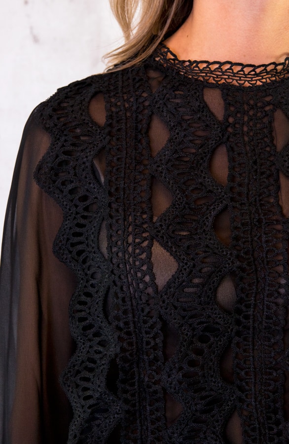 Blouse Met Kant Zwart Dames – shoparchief, foto 4