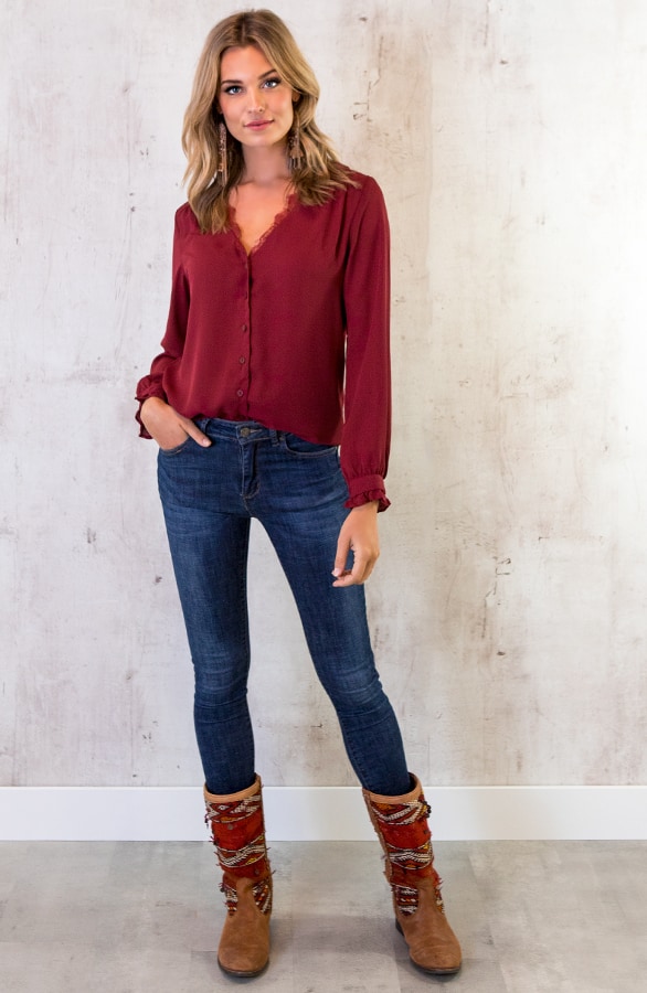 Lace Blouse Exclusive Bordeaux – shoparchief, foto 3