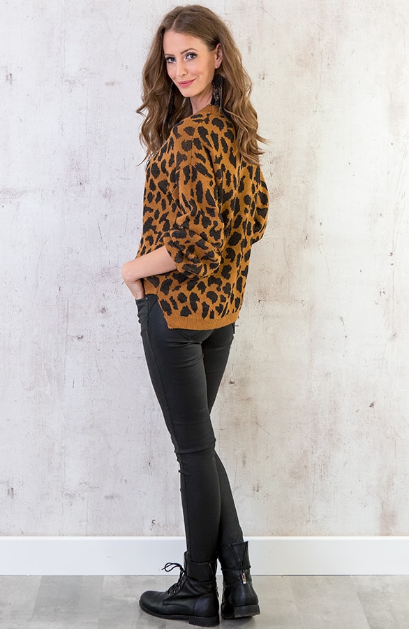 Gebreide Panter Trui Cognac – shoparchief, foto 5