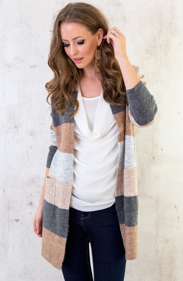 Gestreept Vest Taupe – shoparchief, foto 5