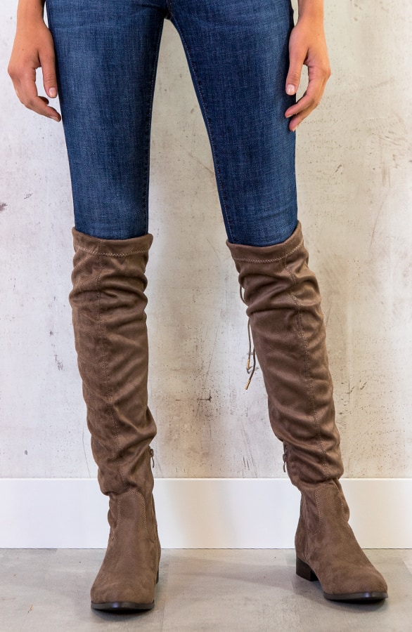 Overknee Laarzen Suede Taupe – shoparchief, foto 3