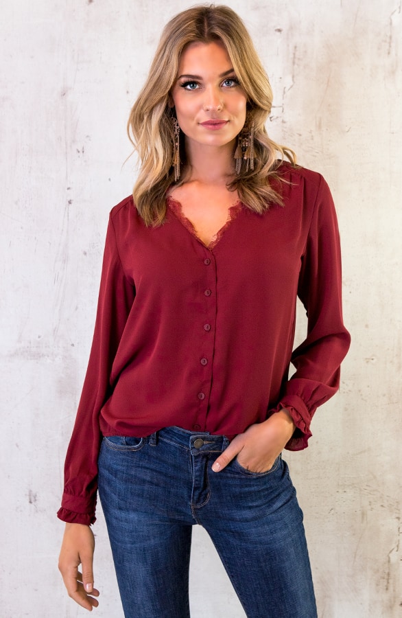 Lace Blouse Exclusive Bordeaux – shoparchief, foto 2