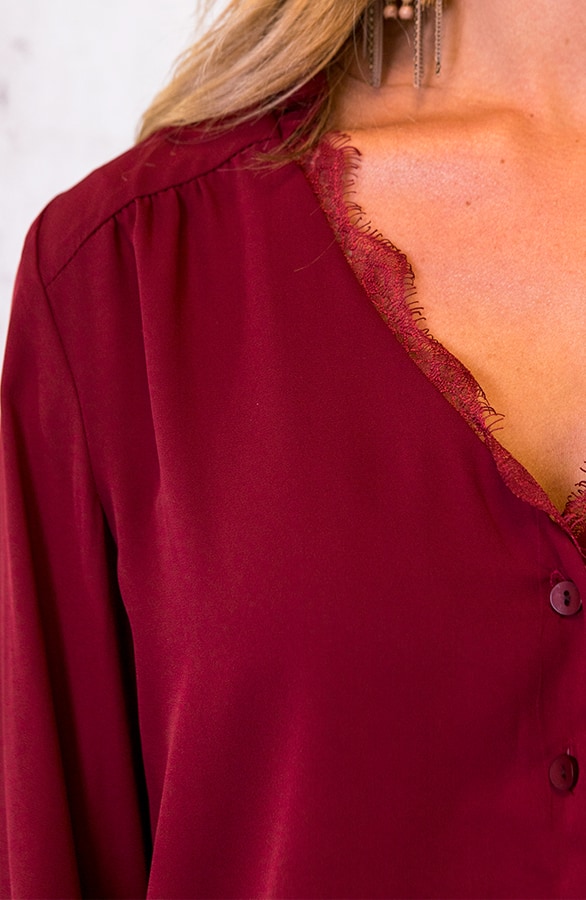 Lace Blouse Exclusive Bordeaux – shoparchief, foto 6