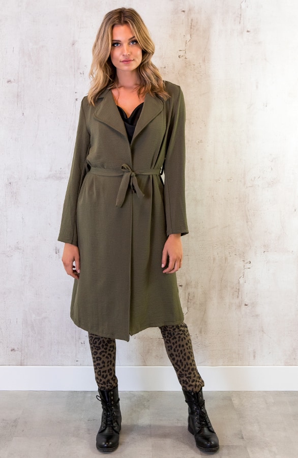 Trenchcoat Dames Legergroen – shoparchief, foto 2