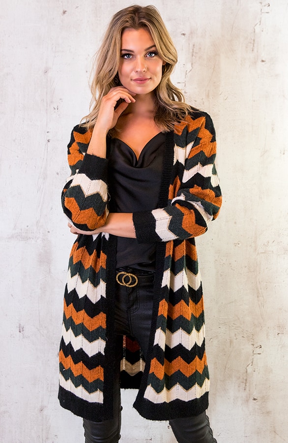 Zigzag Cardigan Zwart – shoparchief