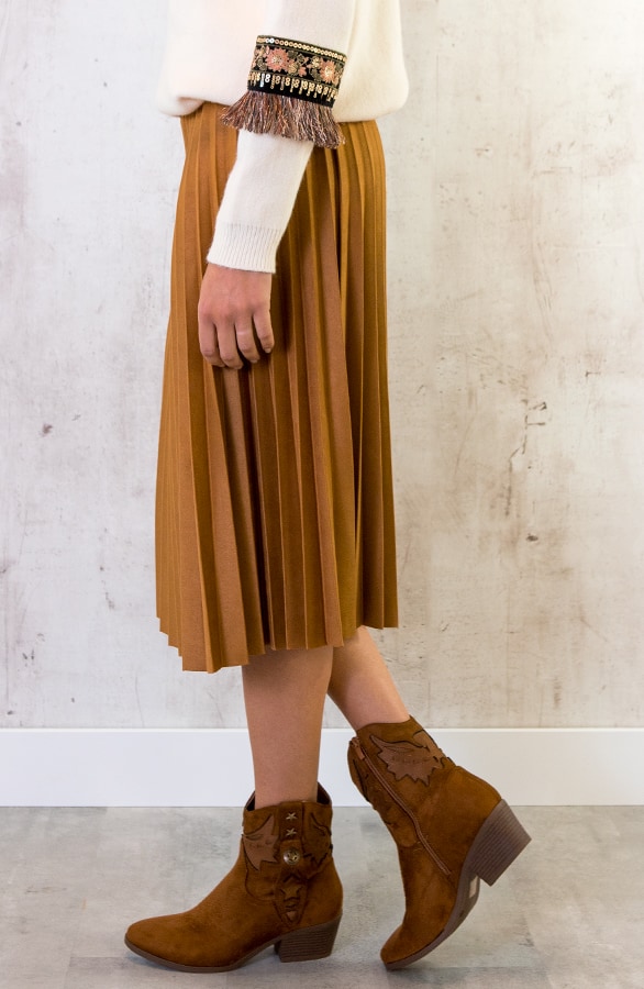Plisse Rok Suede Camel – shoparchief, foto 4