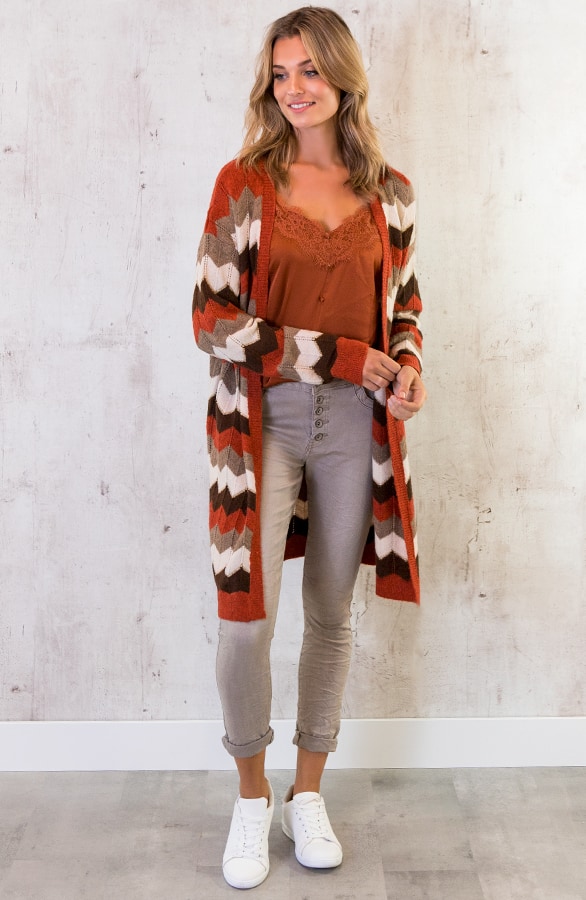 Zigzag Cardigan Terracotta – shoparchief, foto 3