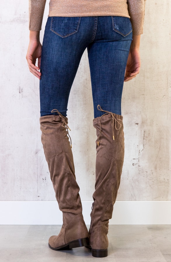 Overknee Laarzen Suede Taupe – shoparchief, foto 4