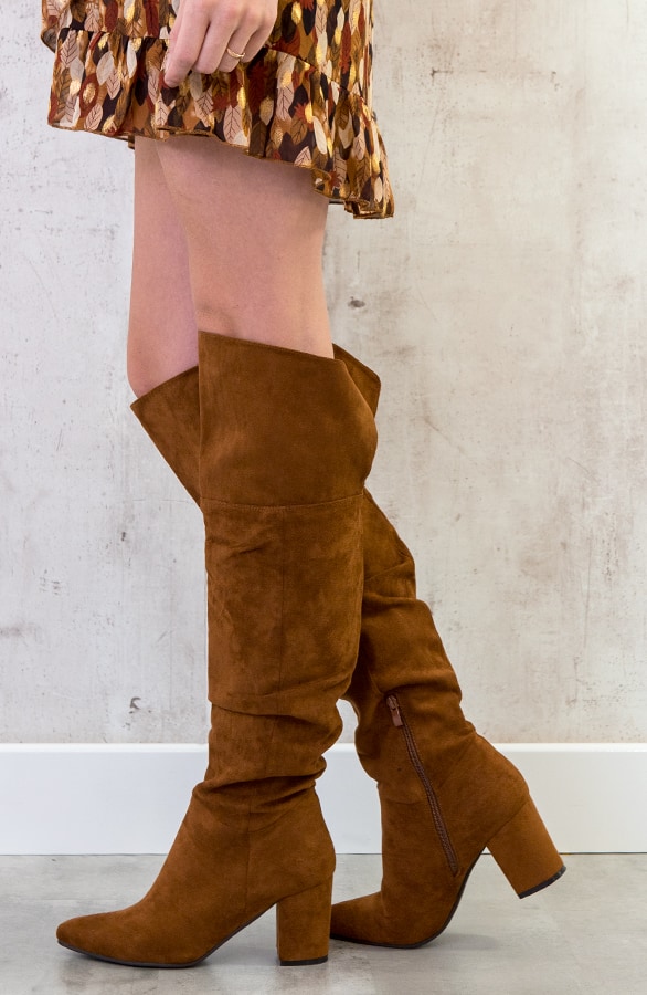Overknee-Stiefel mit Absatz Cognac, Shoparchiv, Foto 3