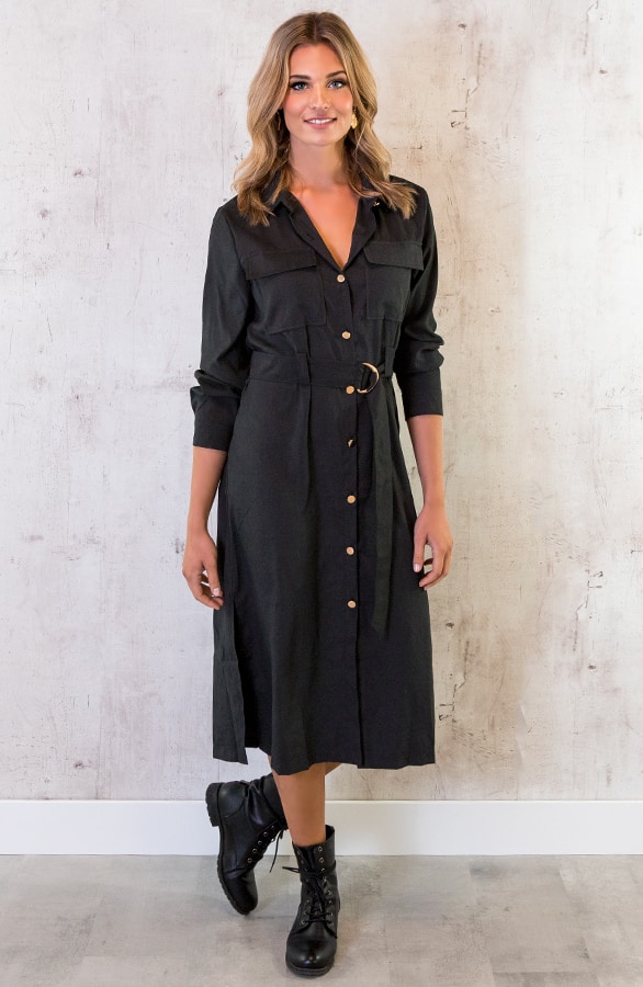 Lange Blouse Met Knopen Zwart – shoparchief, foto 2