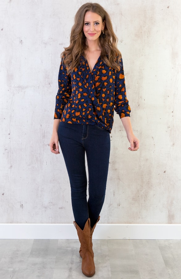 Panter Blouse Overslag Marine – shoparchief, foto 4