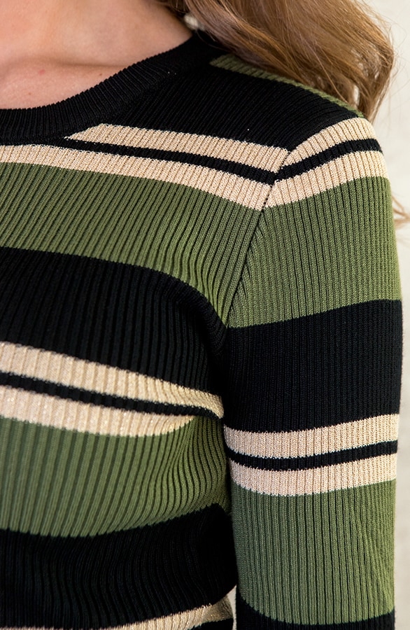 Gestreepte Jurk Stretch Legergroen – shoparchief, foto 5