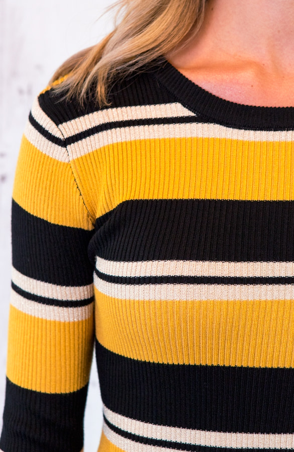 Gestreepte Jurk Stretch Okergeel – shoparchief, foto 5