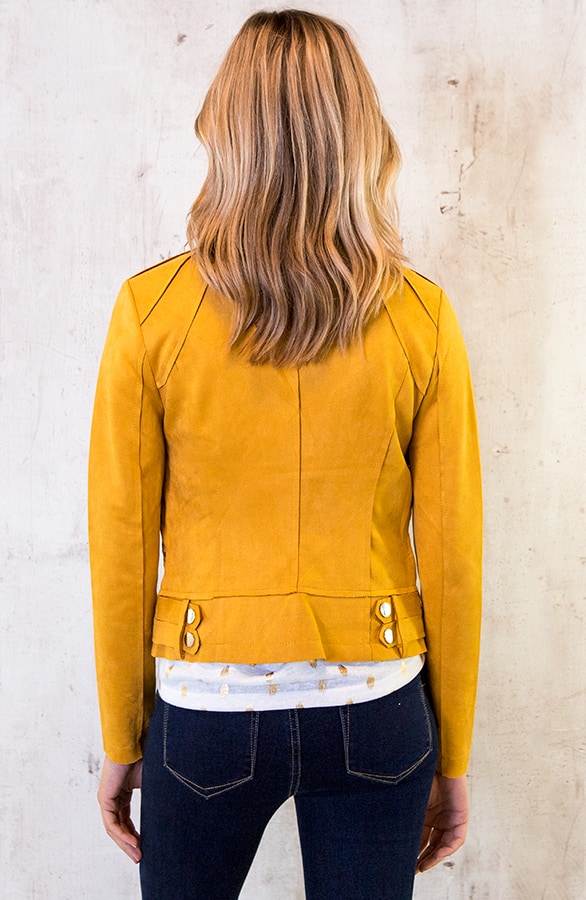 Suede Biker Jacket Okergeel – shoparchief, foto 5