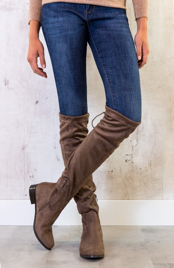 Overknee Laarzen Suede Taupe – shoparchief, foto 2