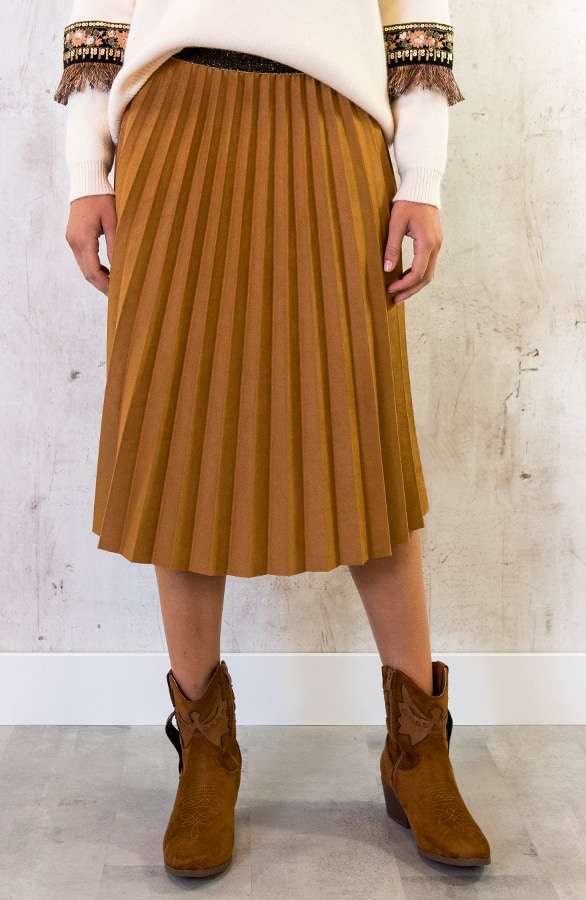 Plisse Rok Suede Camel – shoparchief, foto 2