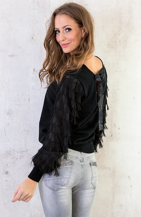 Trui Met Fringe Zwart – shoparchief, foto 4