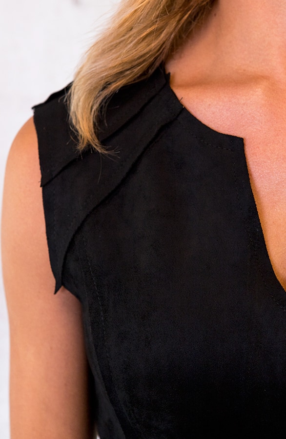Suede Jurk Rits Zwart – shoparchief, foto 7