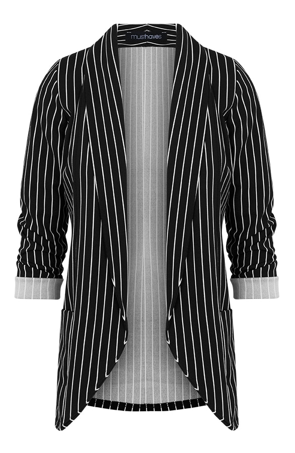 Basic Blazer Gestreept Zwart – shoparchief