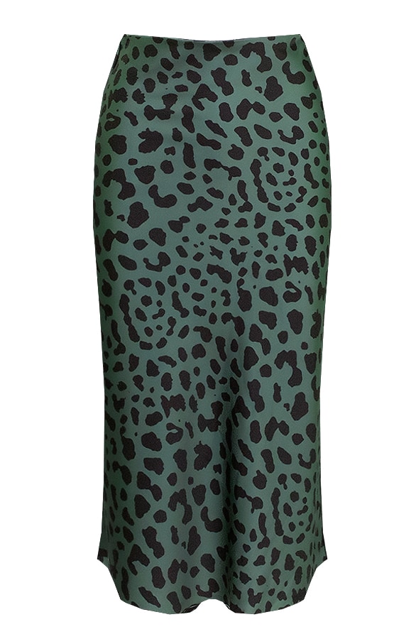 Cheetah Rok Zijde Groen – shoparchief