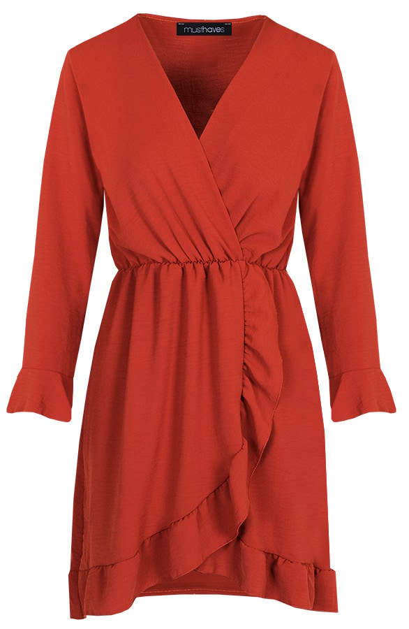 Jurk Met Overslag Terracotta – shoparchief